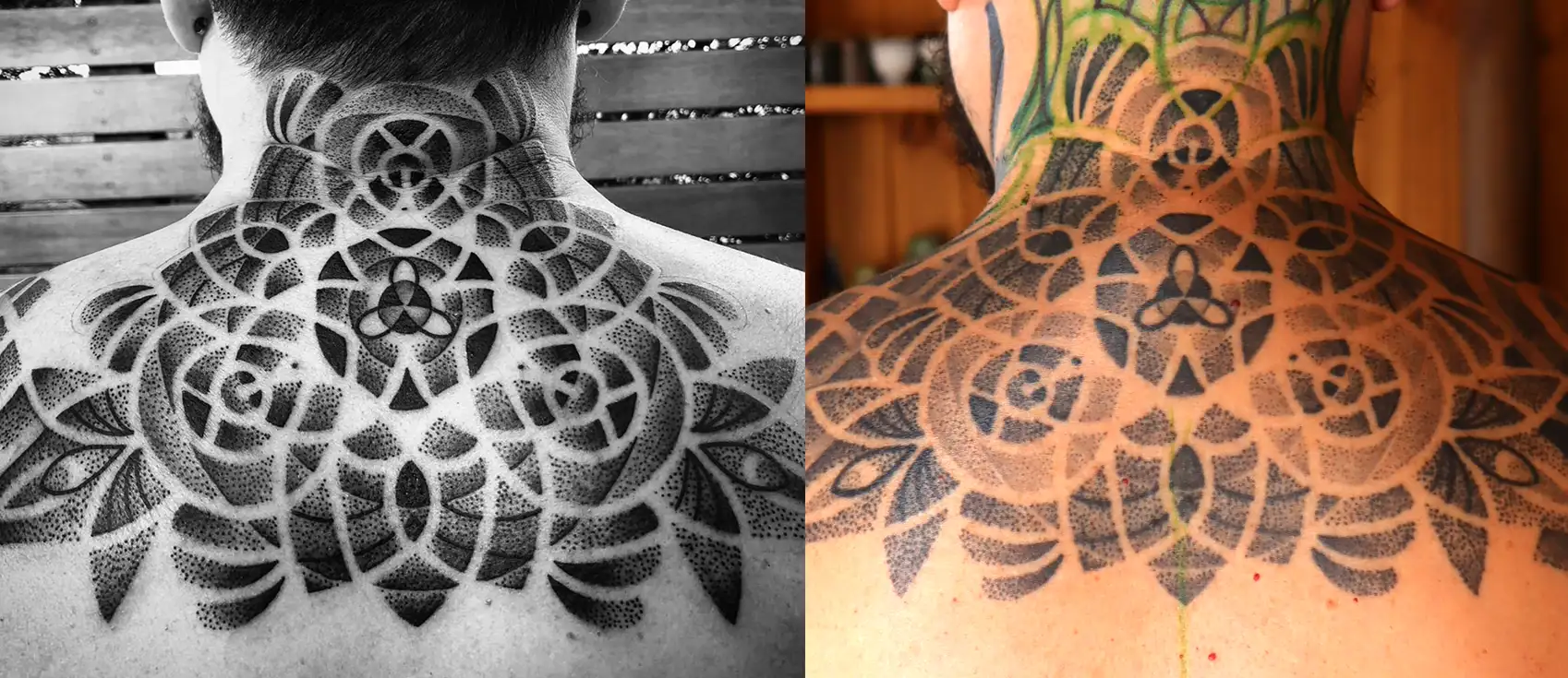 A tattoo changing over time as it heals and settles
